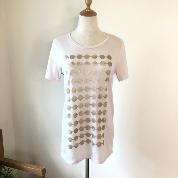 J. Crew Tops - J. Crew l Cream Corrector Tees Gold Dots Graphic M